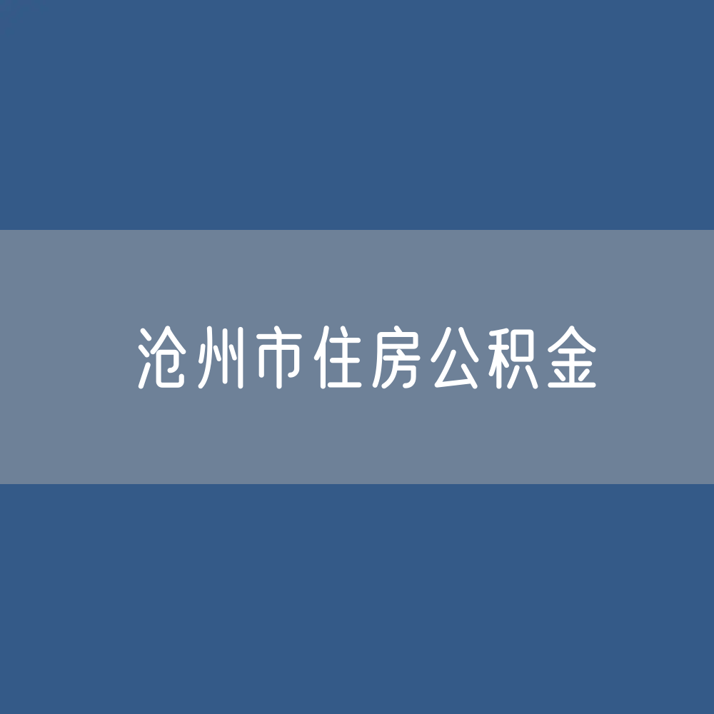 沧州市住房公积金缴存提取贷款数据