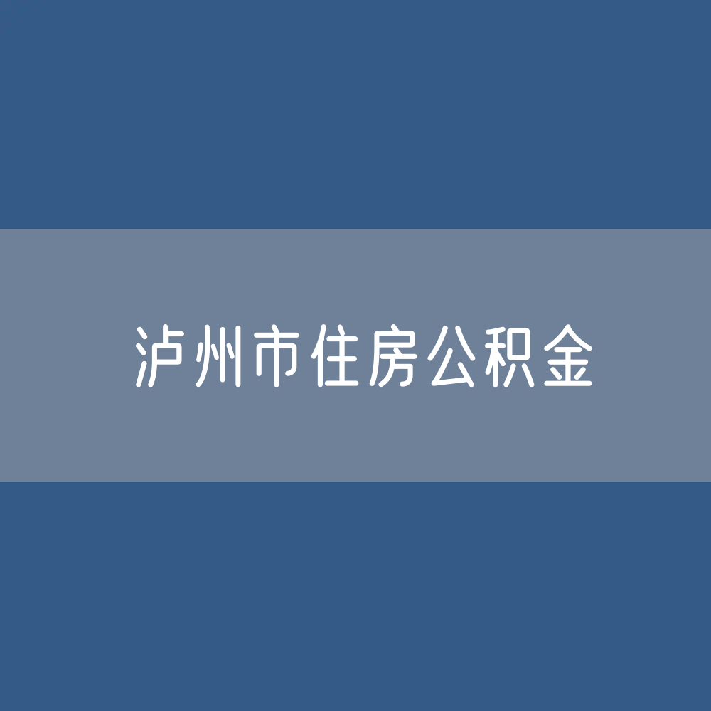 泸州市住房公积金缴存提取贷款数据