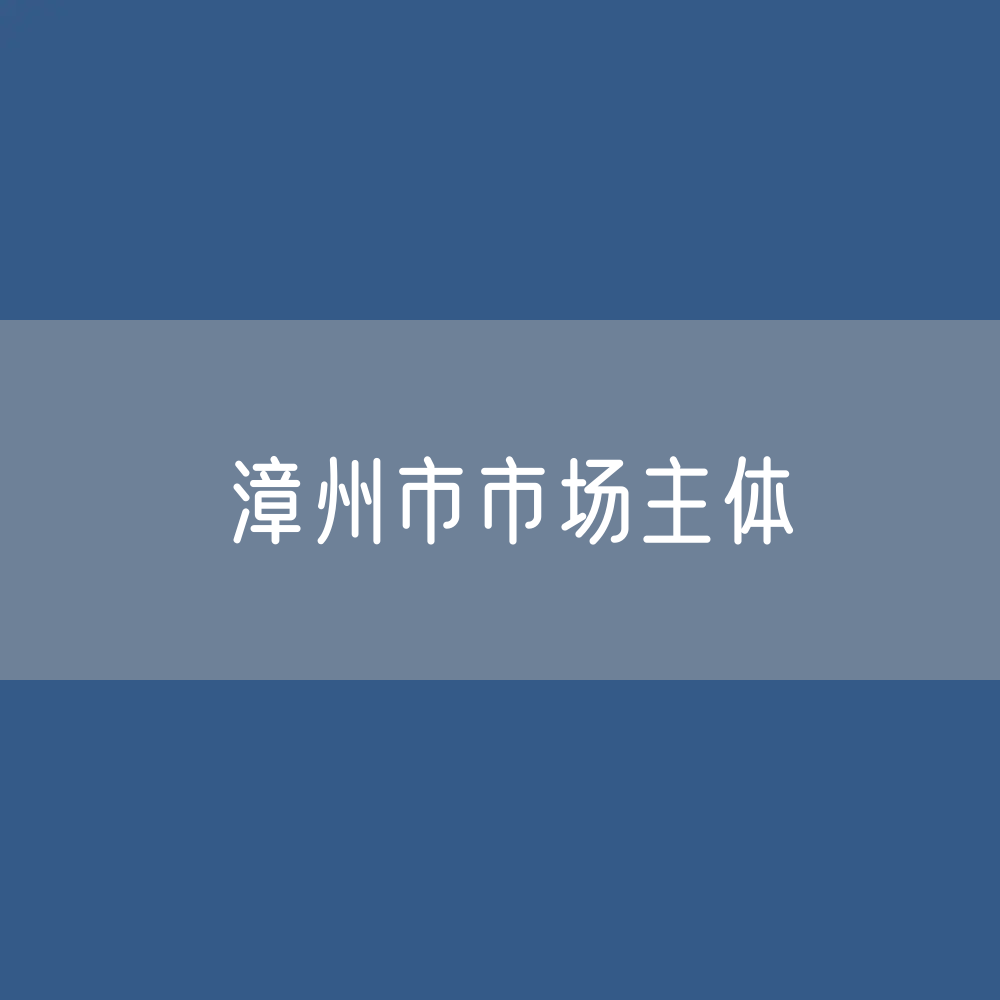 漳州市有多少市场主体？