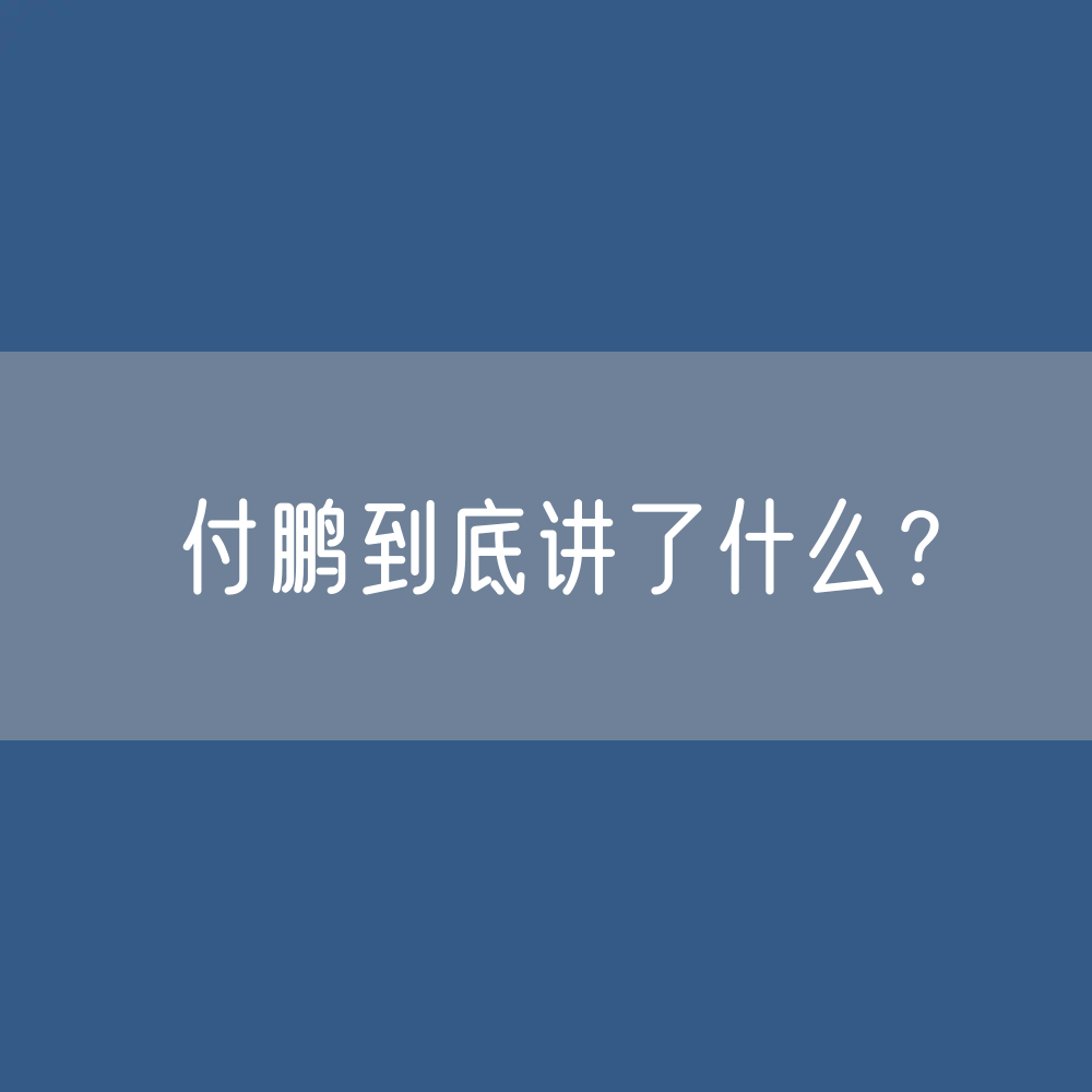 付鹏到底讲了什么？