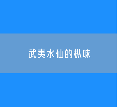 武夷水仙的枞味？青苔味、粽叶味、木质味、野生气息、清凉感