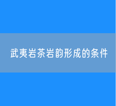 武夷岩茶岩韵形成的条件——“香、清、甘、活”