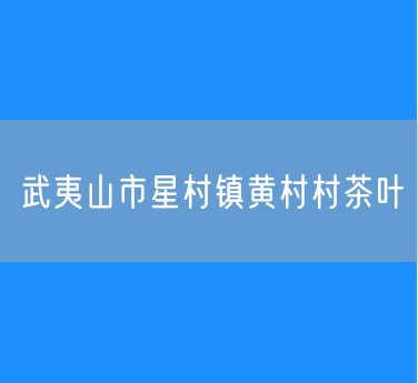 武夷山市星村镇黄村村茶叶