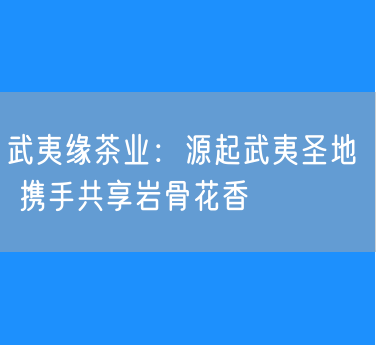 武夷缘茶业：源起武夷圣地  携手共享岩骨花香