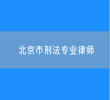 北京市刑法专业律师