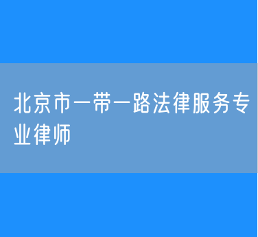 北京市一带一路法律服务专业律师