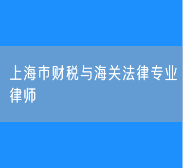 上海市财税与海关法律专业律师