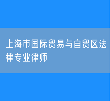 上海市国际贸易与自贸区法律专业律师