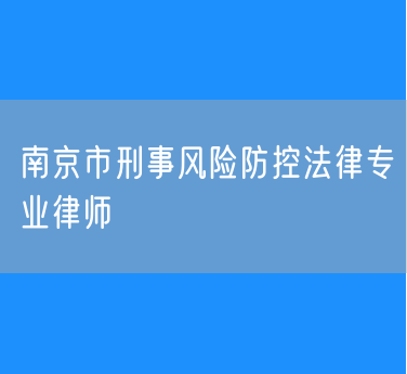 南京市刑事风险防控法律专业律师