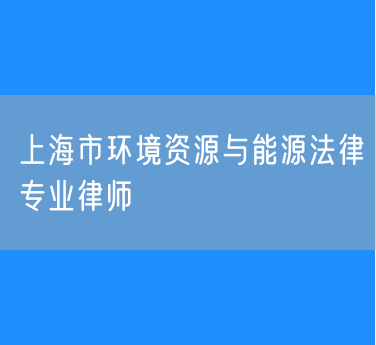 上海市环境资源与能源法律专业律师