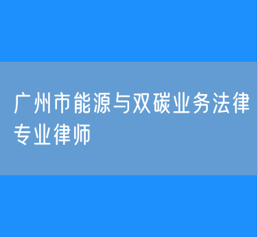 广州市能源与双碳业务法律专业律师