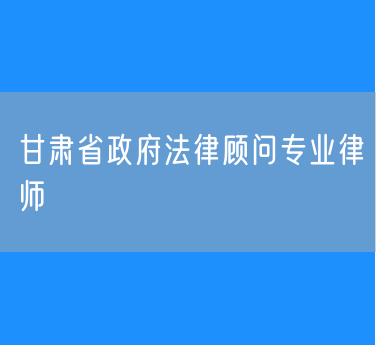 甘肃省政府法律顾问专业律师