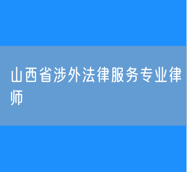山西省涉外法律服务专业律师