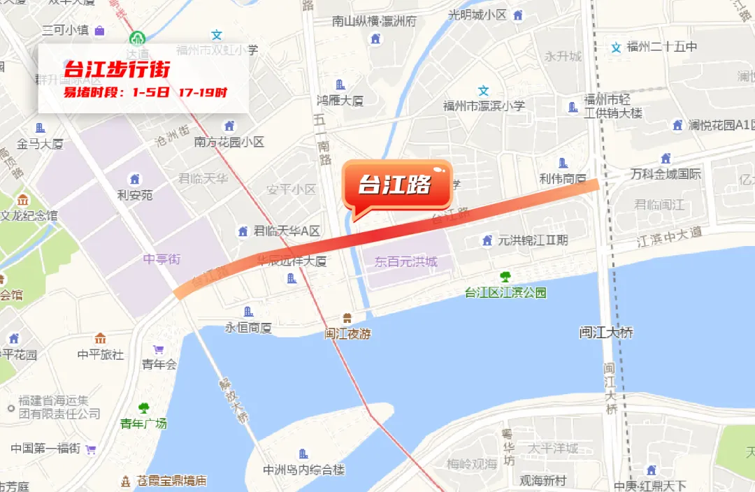 福州台江步行街易堵路段为台江路