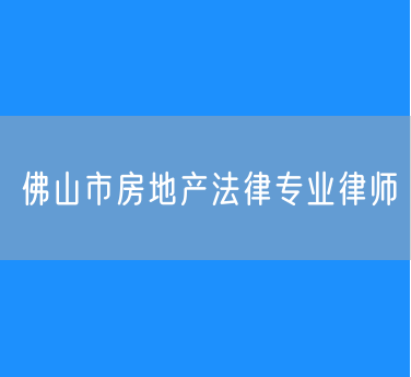 佛山市房地产法律专业律师