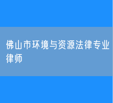 佛山市环境与资源法律专业律师