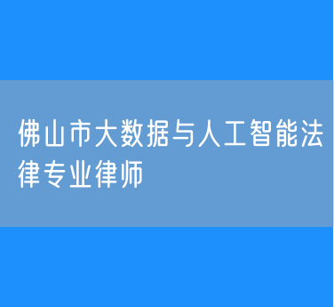 佛山市大数据与人工智能法律专业律师