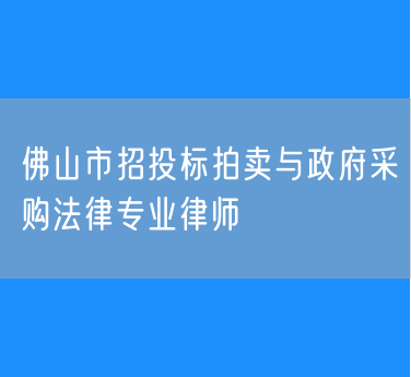 佛山市招投标拍卖与政府采购法律专业律师