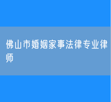 佛山市婚姻家事法律专业律师