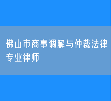 佛山市商事调解与仲裁法律专业律师