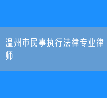 温州市民事执行法律专业律师