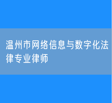 温州市网络信息与数字化法律专业律师