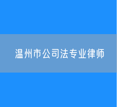 温州市公司法专业律师
