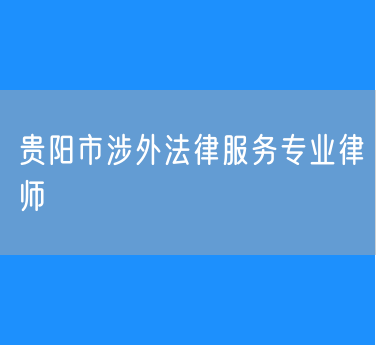 贵阳市涉外法律服务专业律师