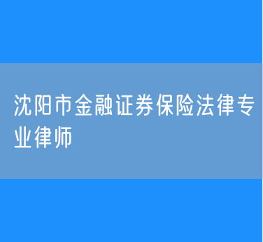 沈阳市金融证券保险法律专业律师
