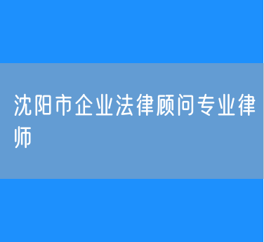 沈阳市企业法律顾问专业律师