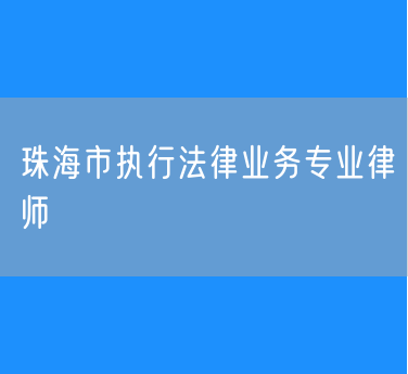 珠海市执行法律业务专业律师