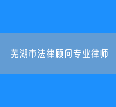 芜湖市法律顾问专业律师