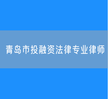 青岛市投融资法律专业律师