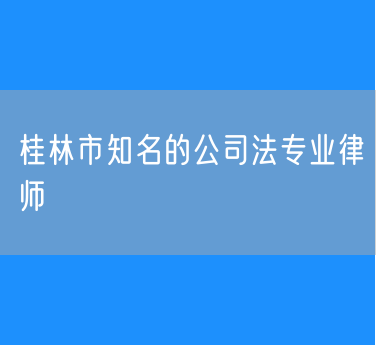 桂林市知名的公司法专业律师