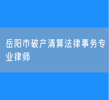 岳阳市破产清算法律事务专业律师