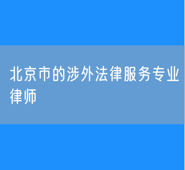 北京市知名的涉外法律服务专业律师（东城区）
