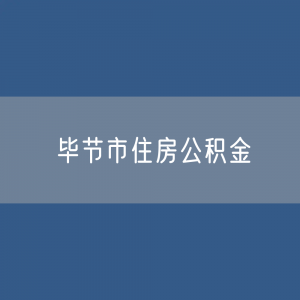 毕节市住房公积金缴存提取贷款数据