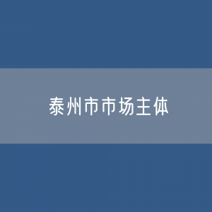 泰州市有多少市场主体？