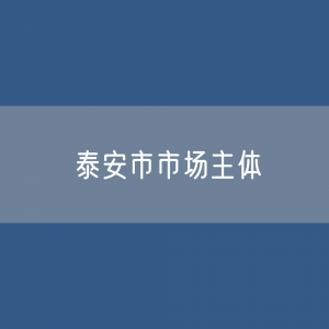 泰安市有多少市场主体？