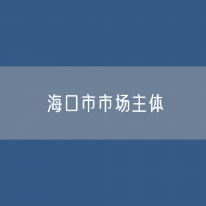 最新海口市市场主体登记数据：海口市有多少市场主体？