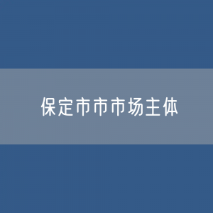 最新保定市市市场主体登记数据：保定市有多少市场主体？