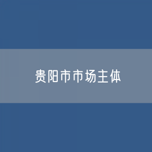 最新贵阳市市场主体登记数据：贵阳市有多少市场主体？