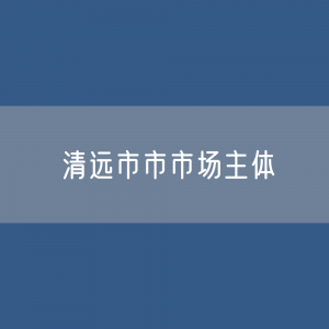 最新清远市市场主体登记数据：清远市有多少市场主体？