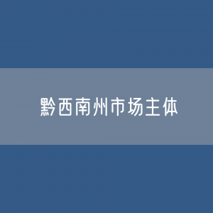 最新黔西南州市场主体登记数据：黔西南州有多少市场主体？