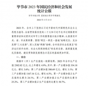 毕节市2023年国民经济和社会发展统计公报