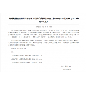 贵州省通信管理局清理互联网空壳网站/空壳主体/空壳APP的公示