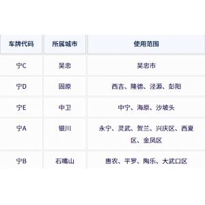 宁夏各地车牌号查询：宁夏各地车牌号字母代表什么意思？